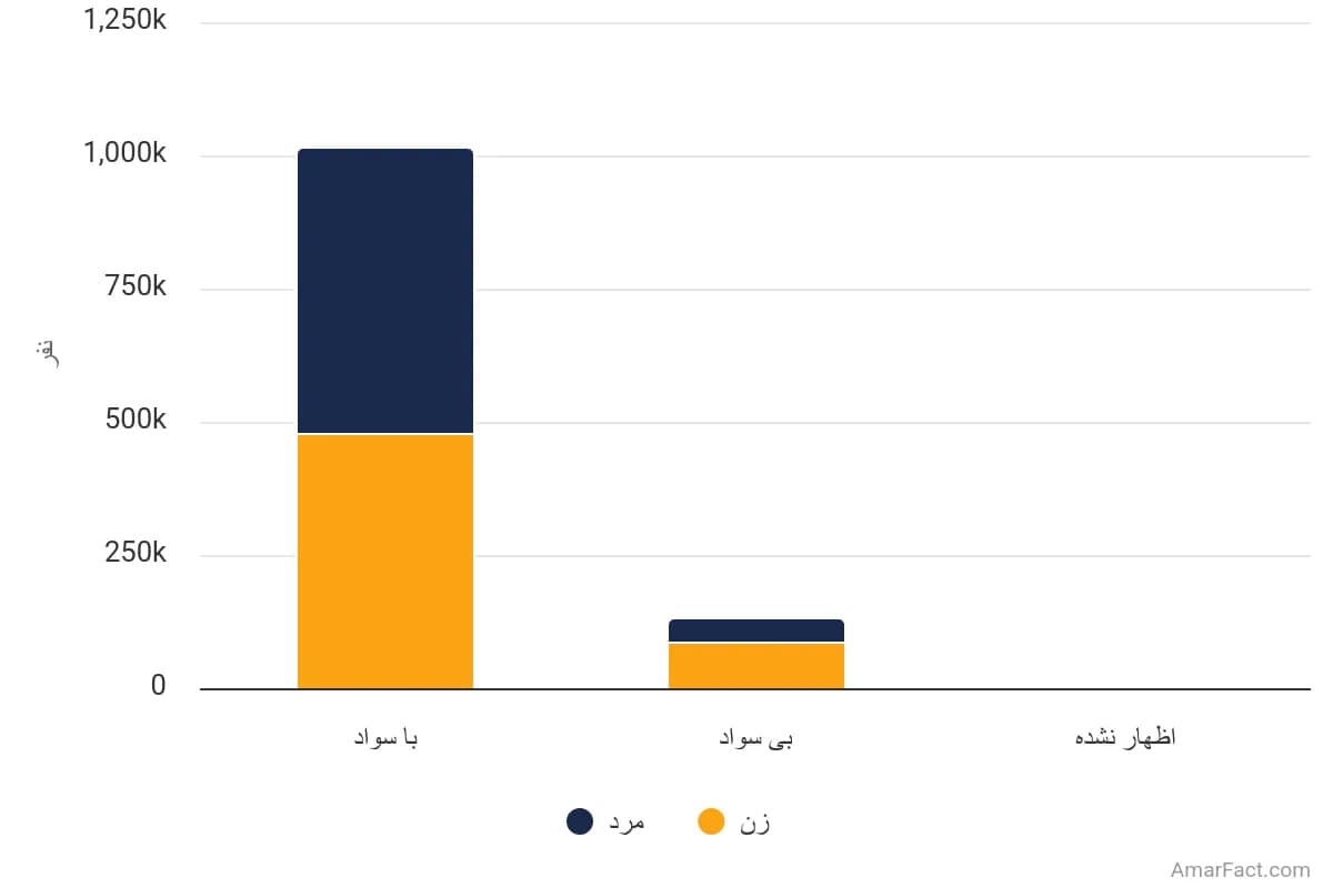 تصویر شاخص آمار آمار جمعیت 6 ساله و بیشتر استان قزوین به تفکیک وضع سواد و جنسیت (سال 1395)