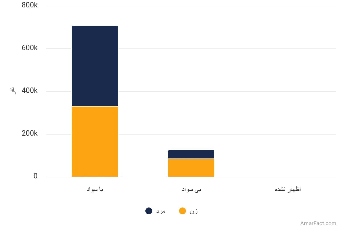 تصویر شاخص آمار آمار جمعیت 6 ساله و بیشتر استان چهارمحال و بختیاری به تفکیک وضع سواد و جنسیت (سال 1395)
