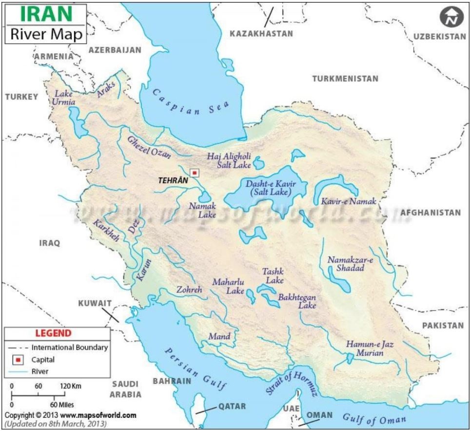 نقشه رودخانههای ایران
