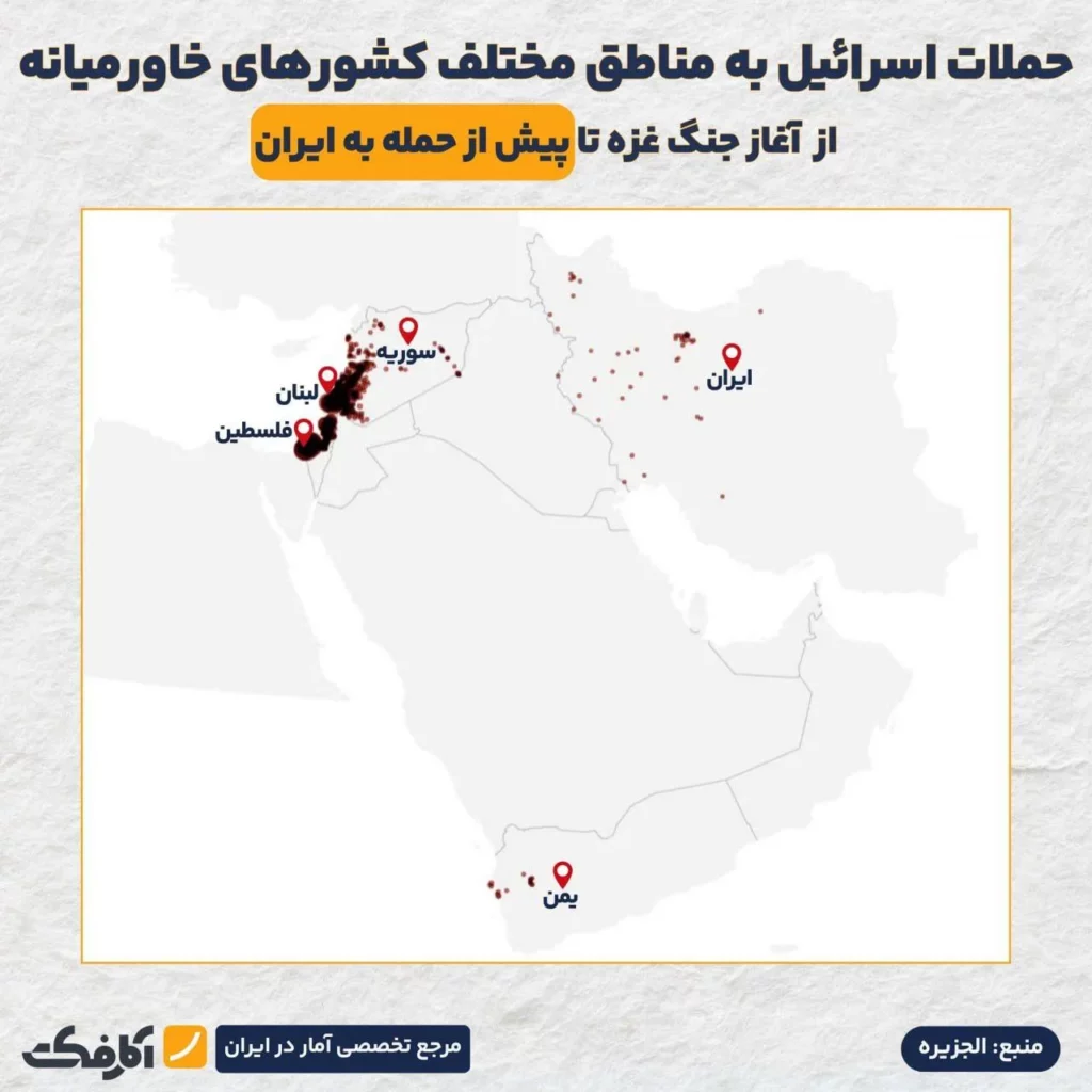 نقشه تجاوزات اسرائیل در خاورمیانه!
