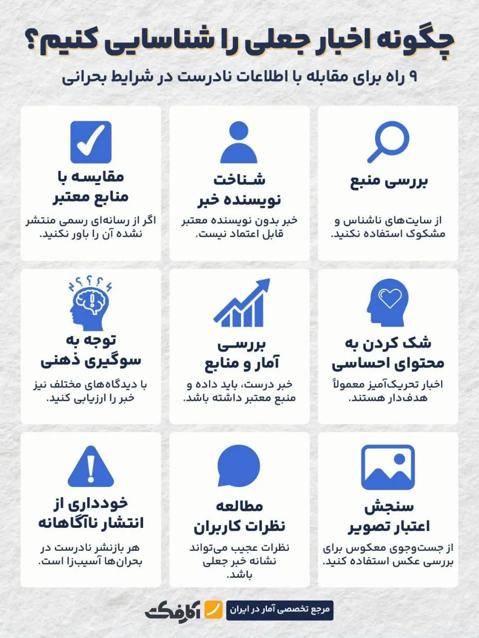 هوشیاری رسانه‌ای راهی برای مقابله با اخبار جعلی در زمان بحران!