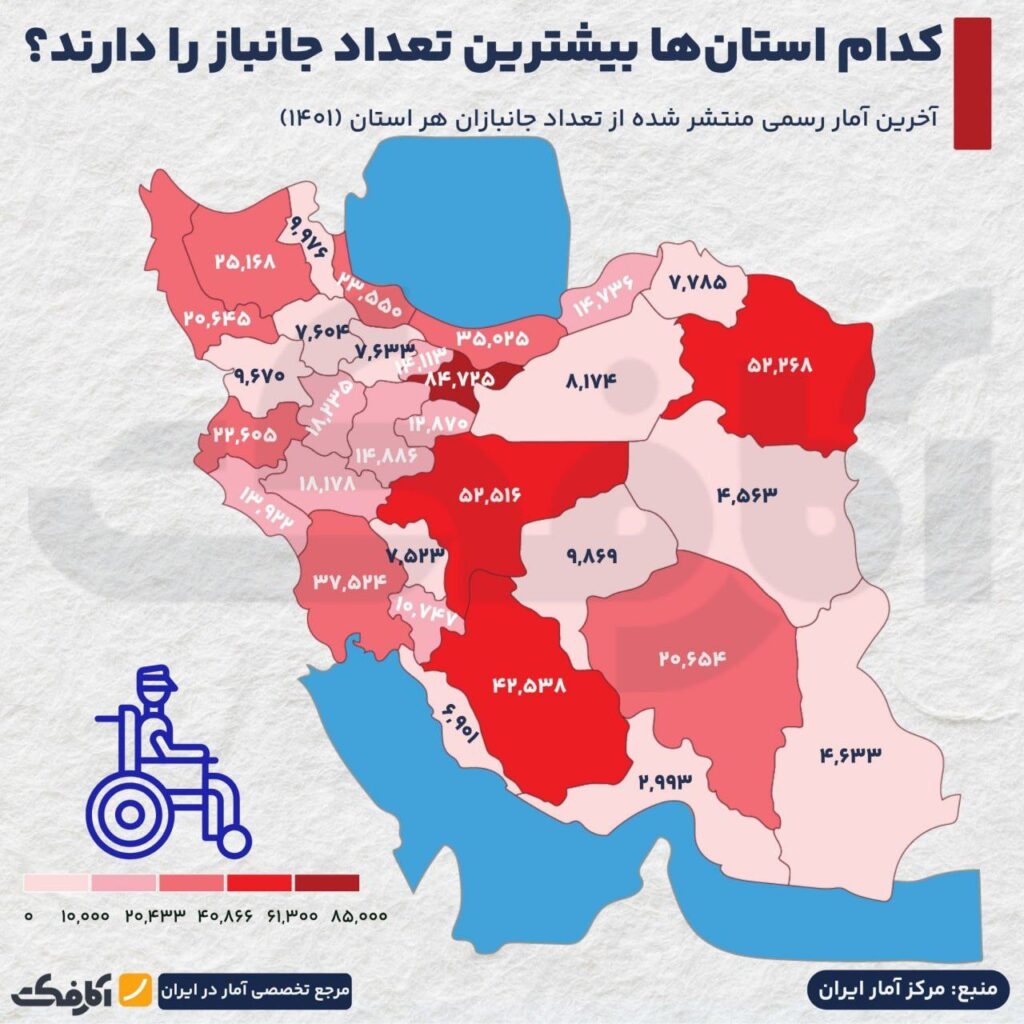 توزیع استانی جانبازان در کشور!