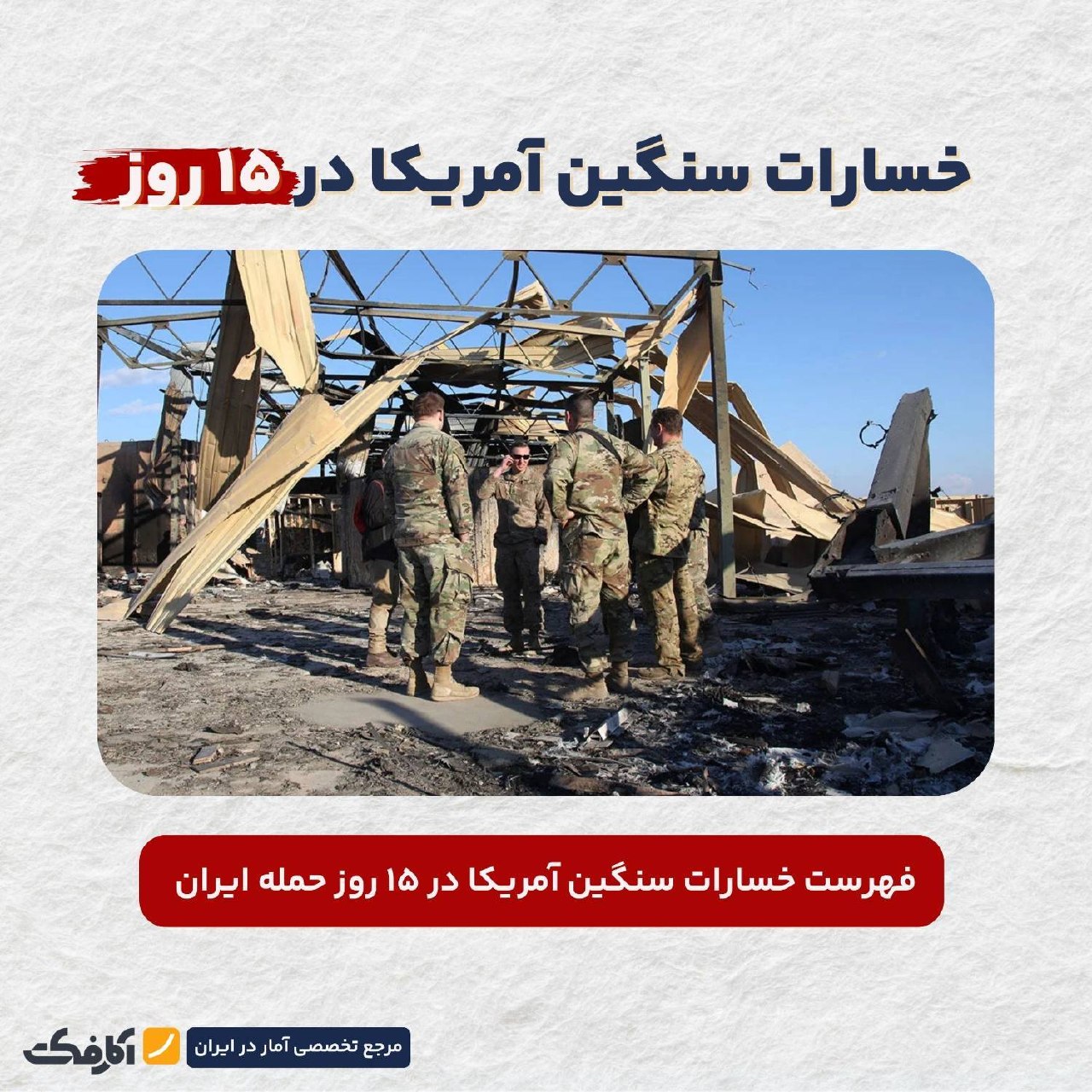 جزئیات آماری خسارات سنگین آمریکا در حملات ۱۵ روزه ایران